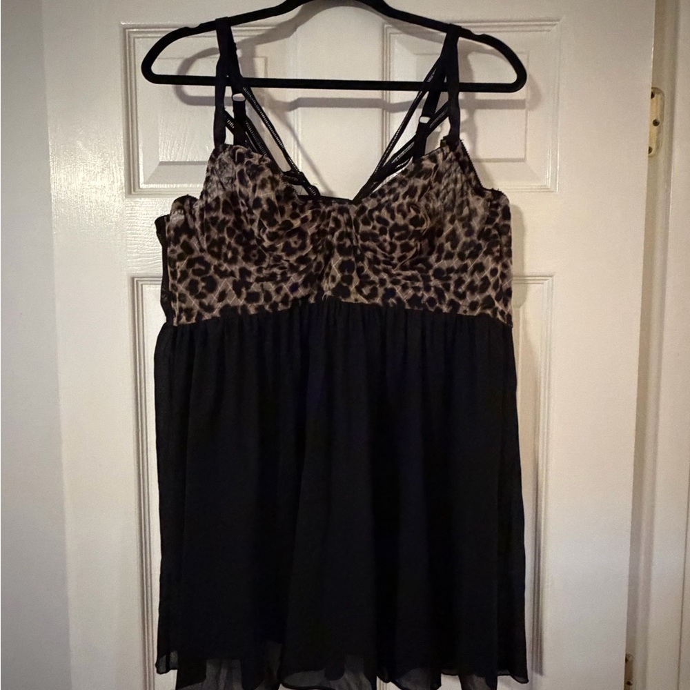 Torrid Cheetah and Black Babydoll Lingerie Dress
